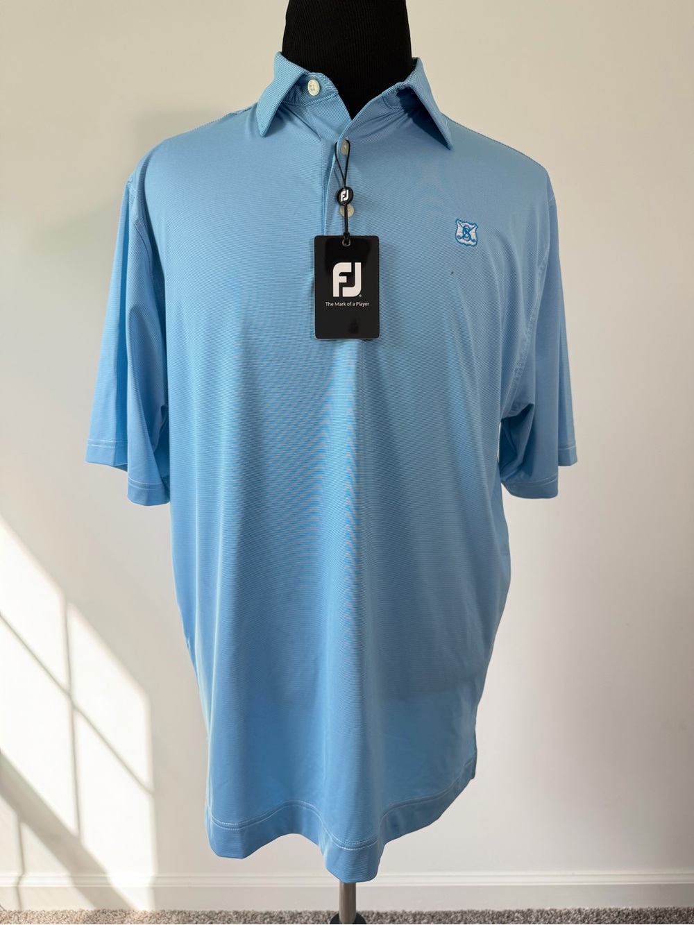 NWT FootJoy Stanwich Club Golf Polo Mens Large Blue Striped ProDry